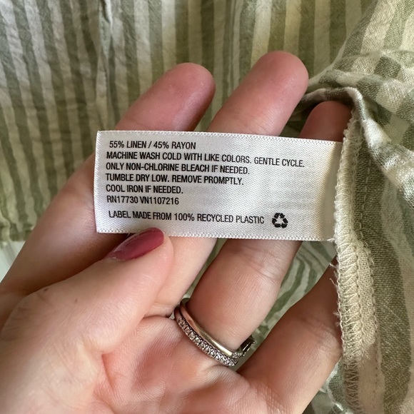 a new day Linen Green Striped Top (Women’s M) - Picture 6 of 6